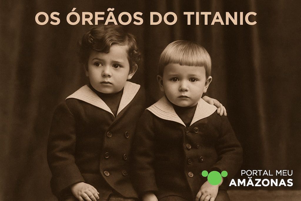 Fotografia dos irmãos Michel e Edmond Navratil, órfãos sobreviventes do Titanic, em 1912