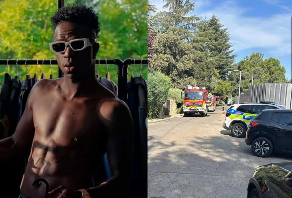 Fachada da casa de Vinicius Junior em La Moraleja após princípio de incêndio