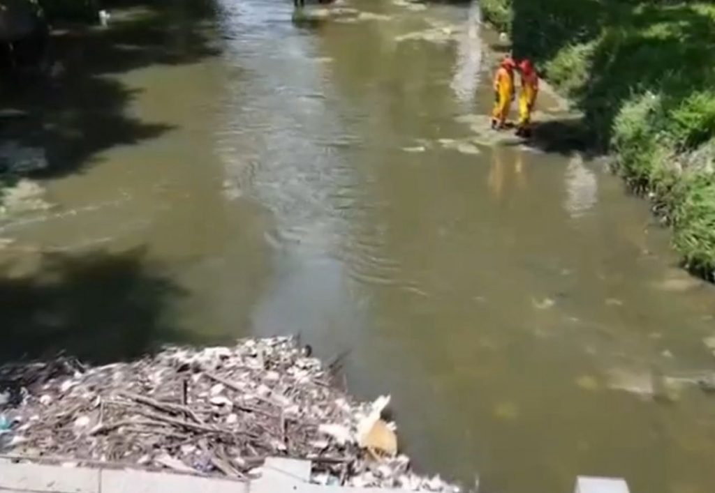 Equipe da Semulsp encontra corpo preso em ecobarreira no igarapé do Mindú, em Manaus