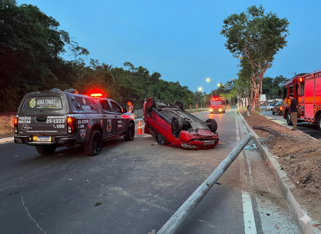 Duas pessoas morrem em suposto racha na Avenida do Turismo, em Manaus ACIDENTE AVENIDA DO TURISMO EM MANAUS