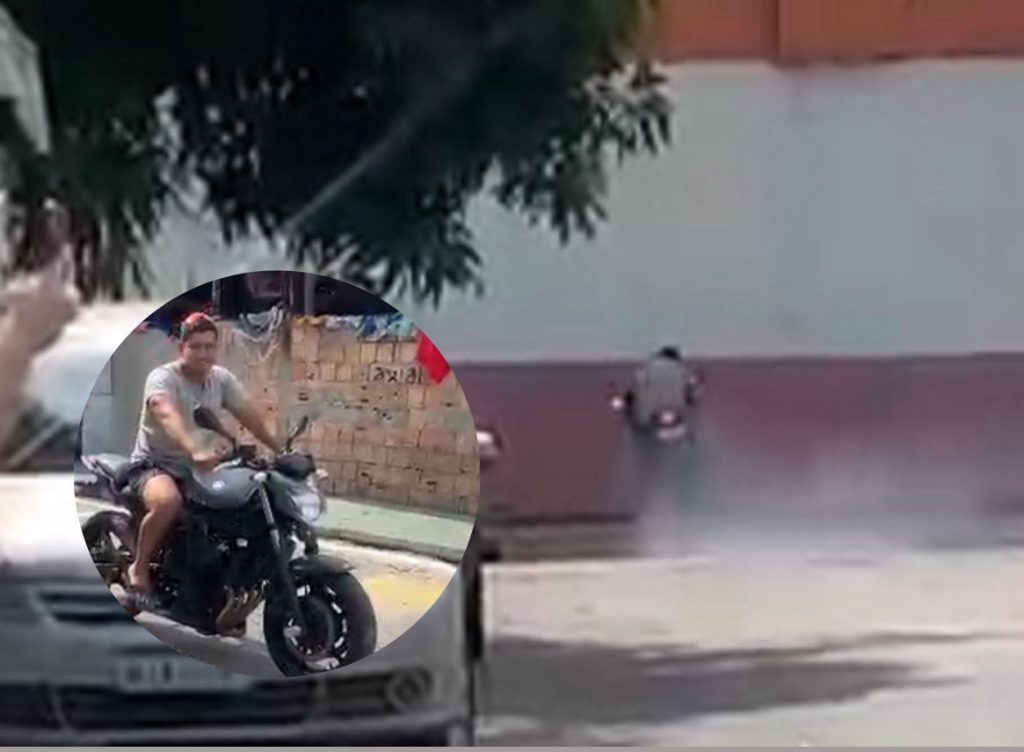 Personal morre ao bater moto em muro; vídeo mostra o momento em Manaus Momento em que personal trainer Jackson Ferreira colide com moto em Manaus