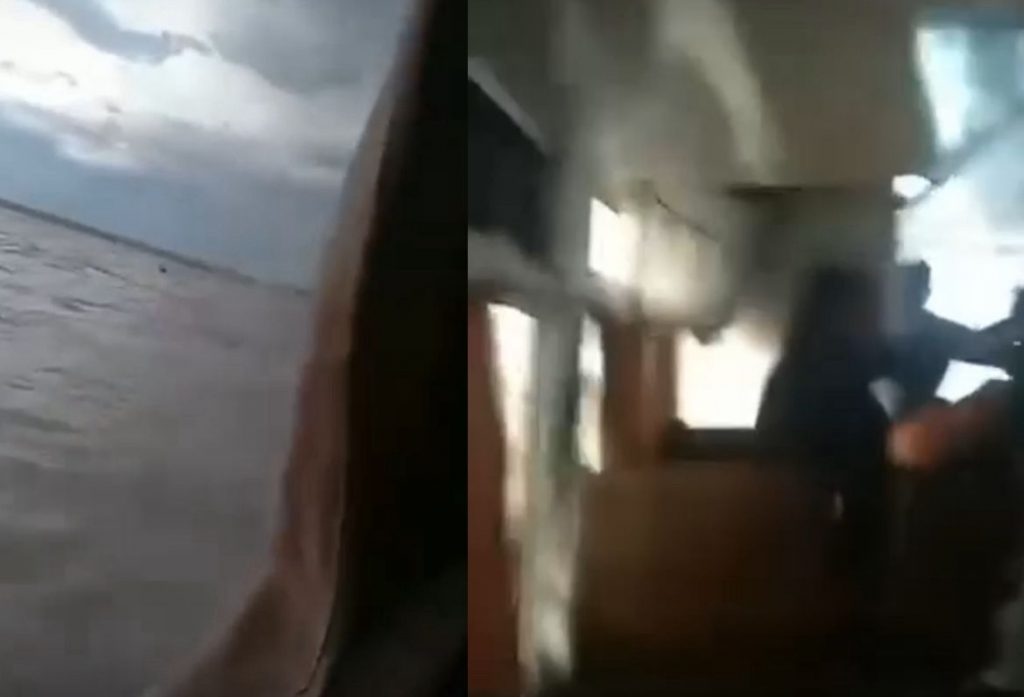 Passageiros em pânico dentro da lancha Anorizinho durante temporal no Rio Solimões