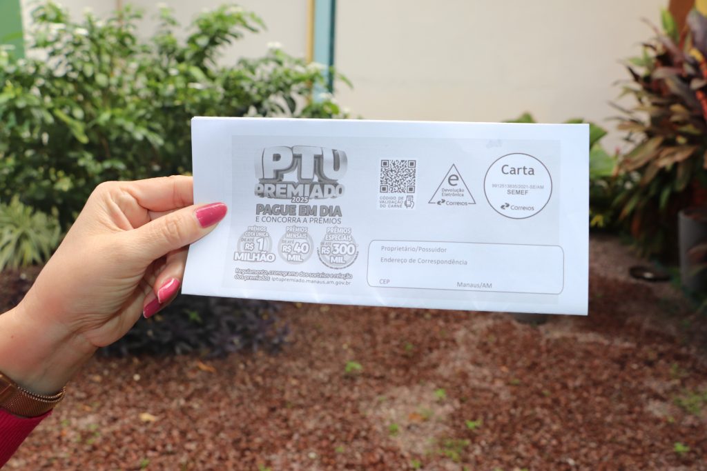 Última parcela do IPTU vence dia 15 em Manaus; contribuintes concorrem a R$ 300 mil Contribuinte acessa guia do IPTU no aplicativo Manaus Atende