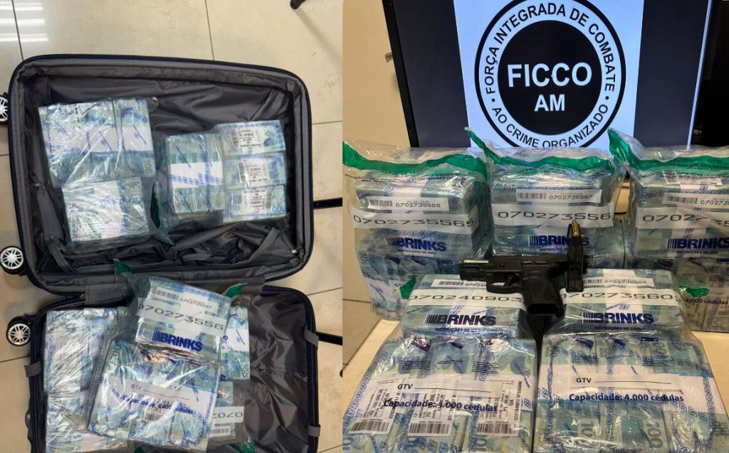 Dinheiro estava em uma mala e suspeitos são investigados por ocultação de valores ilícitos.